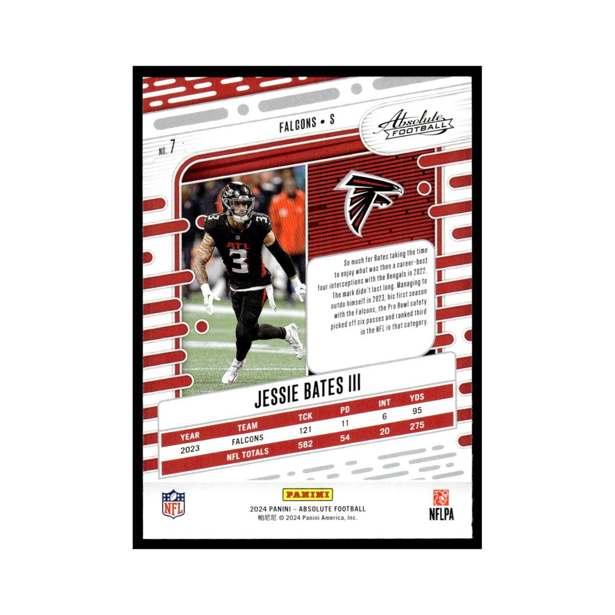 Jessie Bates III 2024 Panini Absolute #7 Atlanta Falcons Football Card NM