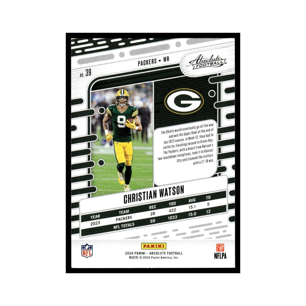 Christian Watson 2024 Panini Absolute #39 Green Bay Packers Football Card NM
