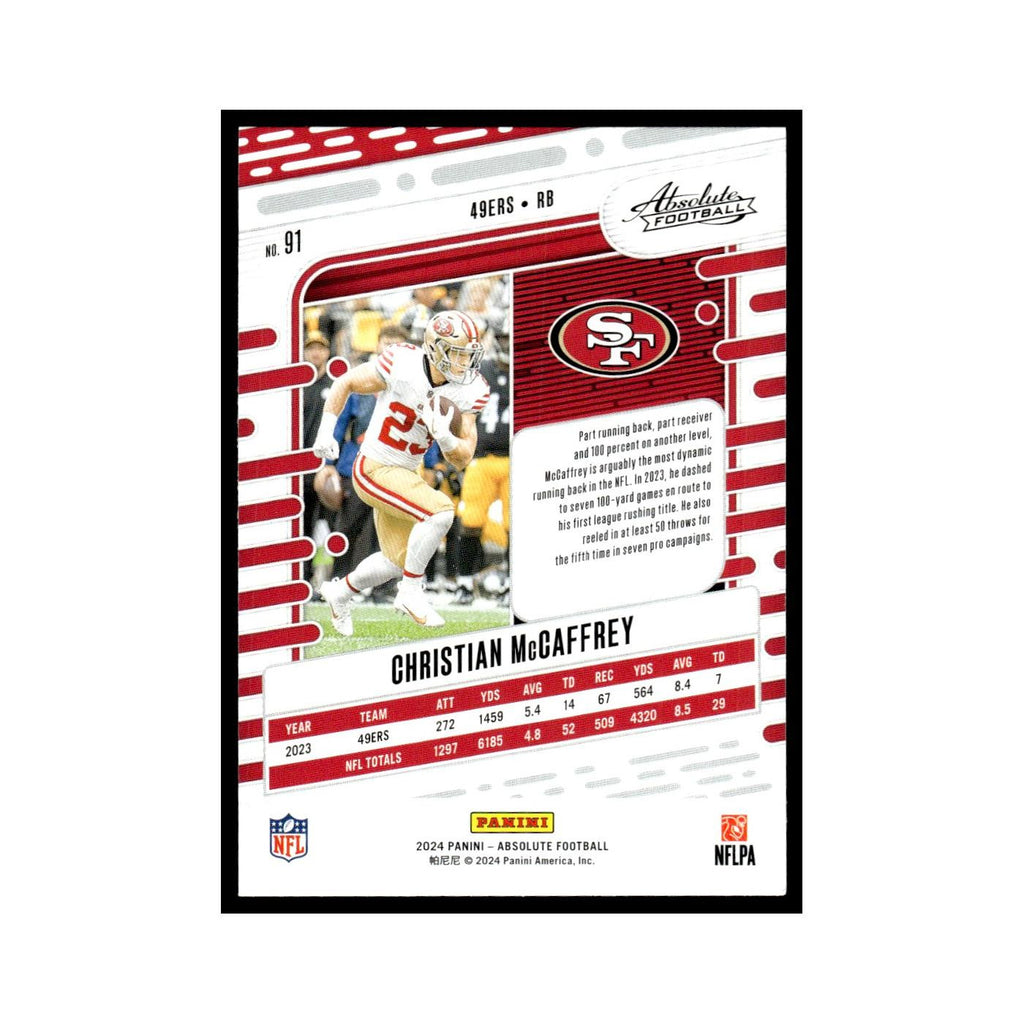 Christian McCaffrey 2024 Panini Absolute #91 San Francisco 49ers NM