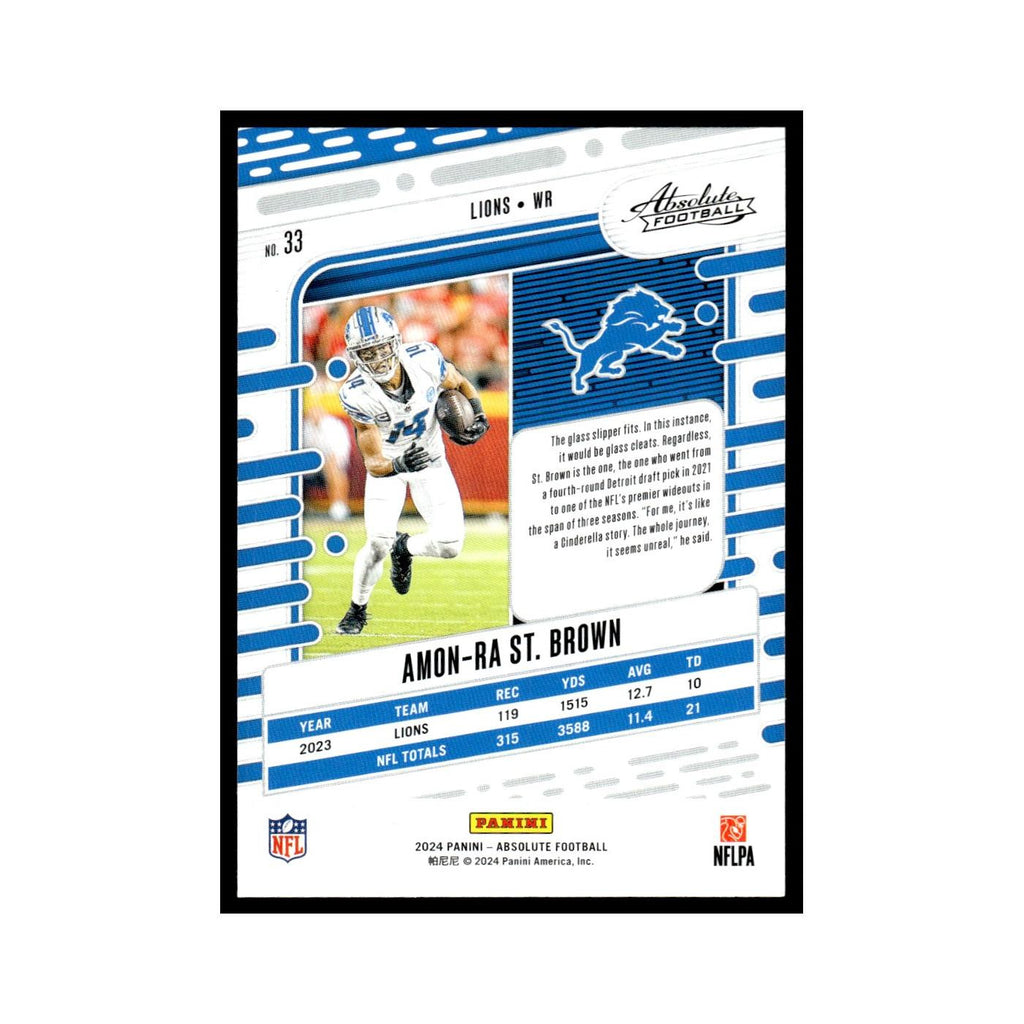 Amon-Ra St. Brown 2024 Panini Absolute #33 Detroit Lions Football Card NM