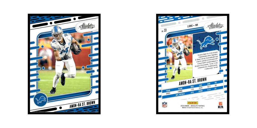 Amon-Ra St. Brown 2024 Panini Absolute #33 Detroit Lions Football Card NM