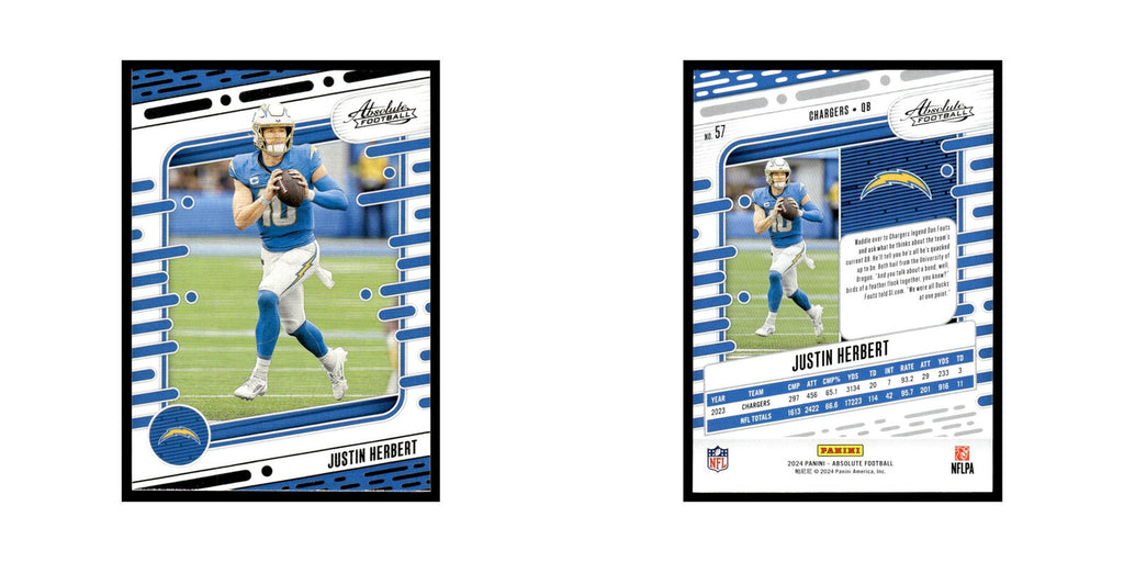 Justin Herbert 2024 Panini Absolute #57 Los Angeles Chargers Football Card NM