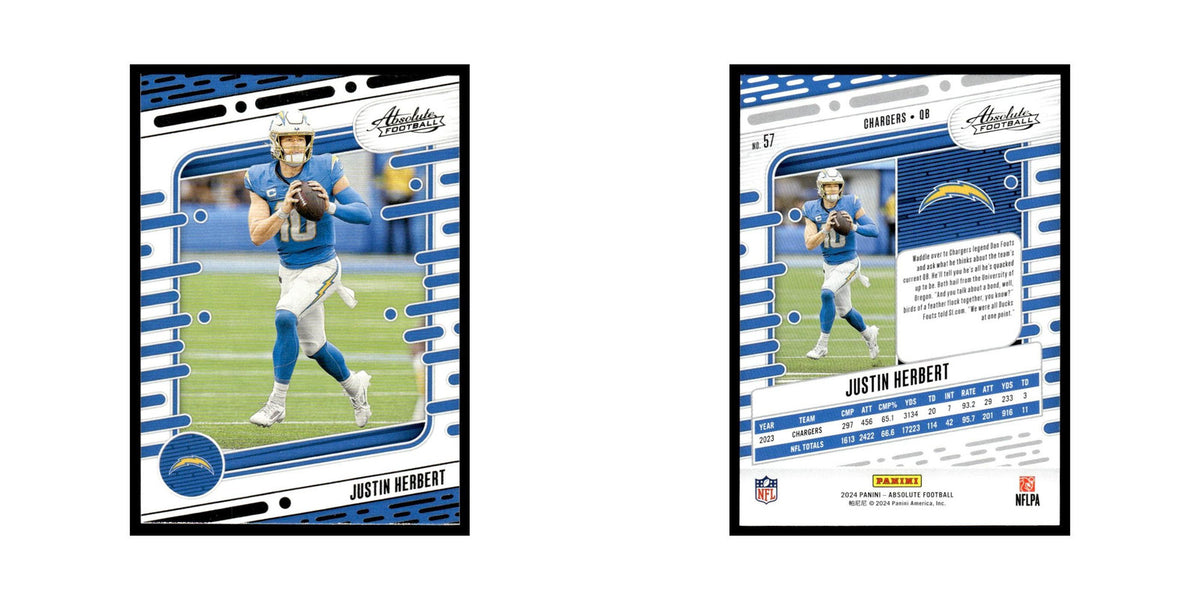 Justin Herbert 2024 Panini Absolute #57 Los Angeles Chargers Football Card NM