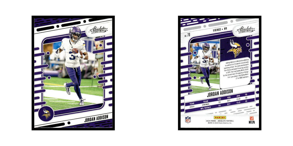 Jordan Addison 2024 Panini Absolute #70 Minnesota Vikings Football Card NM