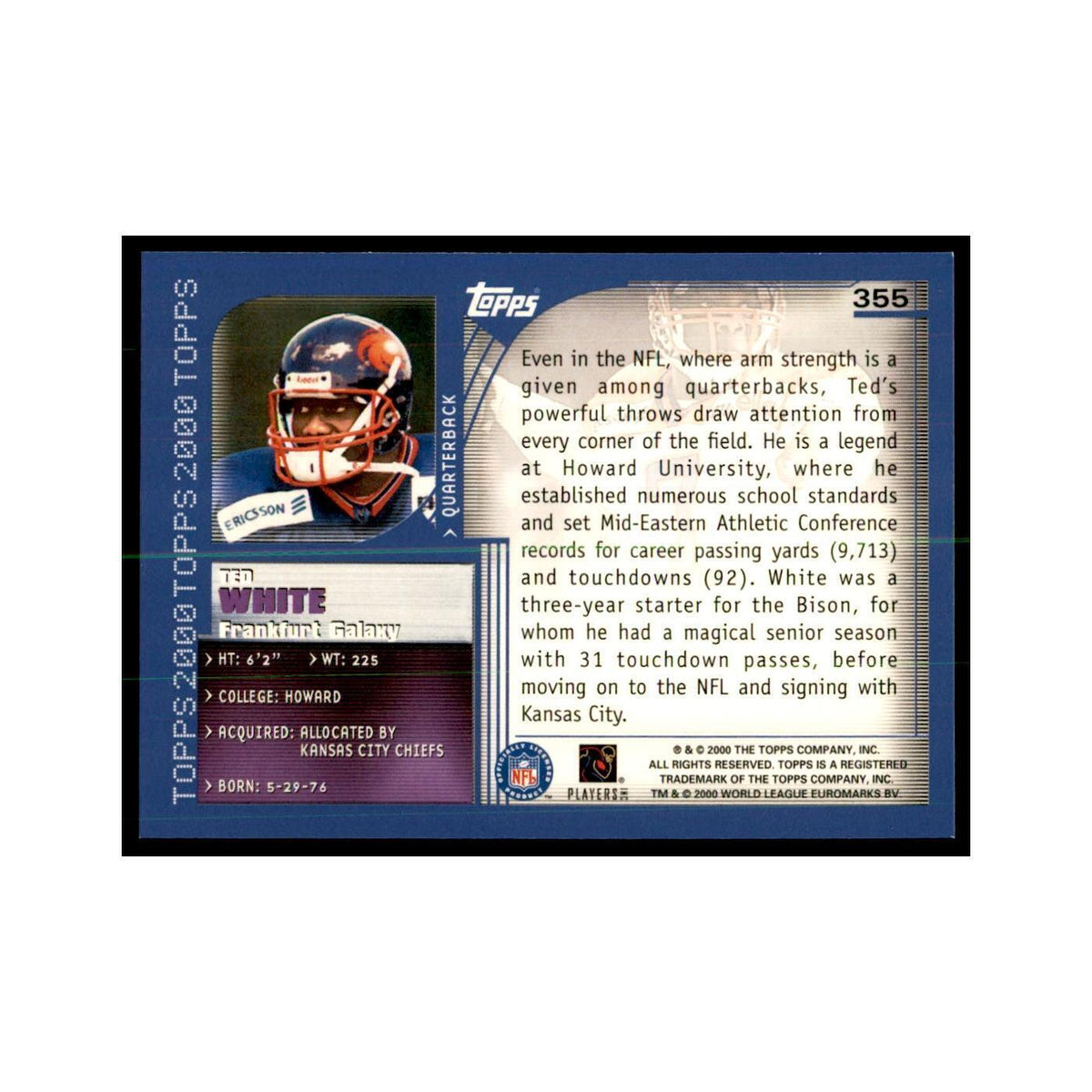 Ted White 2000 Topps #355 Football Cards Football Card NM