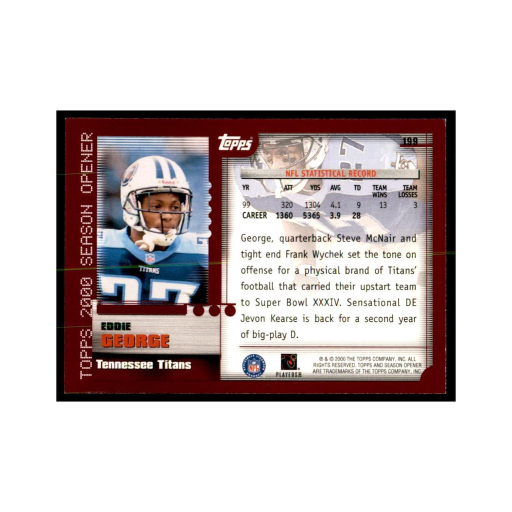Eddie George 2000 Topps #199 Football Cards Football Card NM