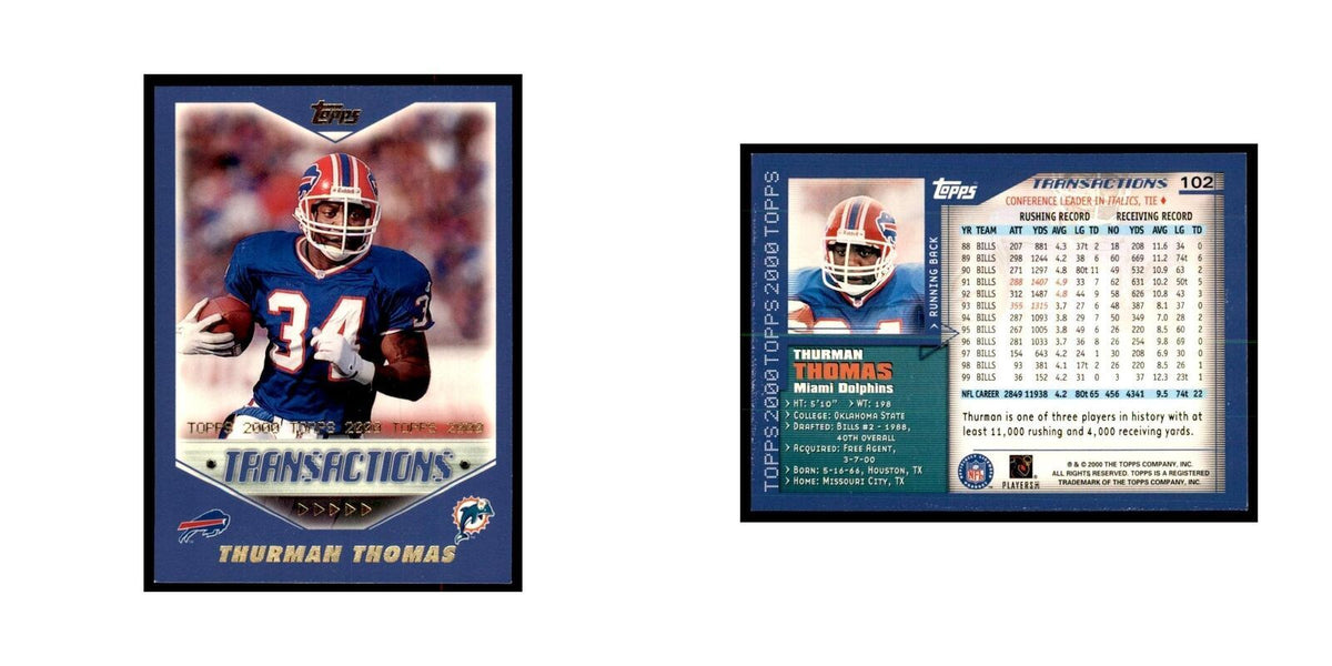 Thurman Thomas 2000 Topps #102 Football Cards Football Card NM
