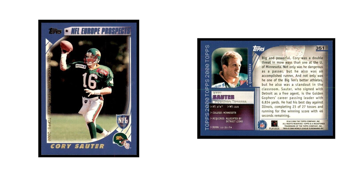 Cory Sauter 2000 Topps #351 Football Cards Football Card NM