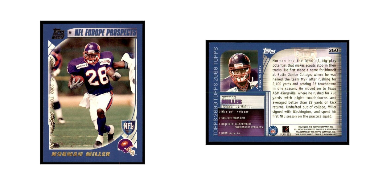 Norman Miller 2000 Topps #350 Football Cards Football Card NM