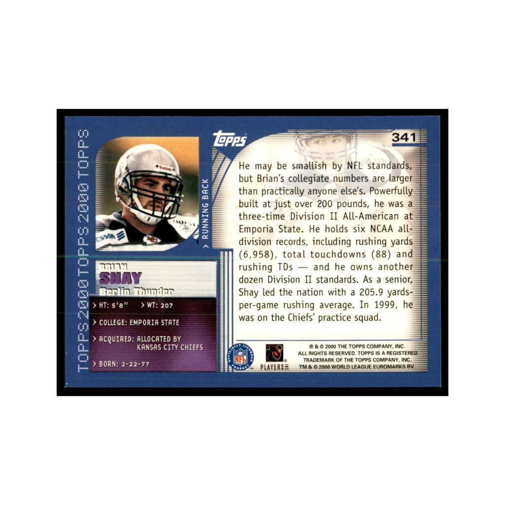 Brian Shay 2000 Topps #341 Football Cards Football Card NM