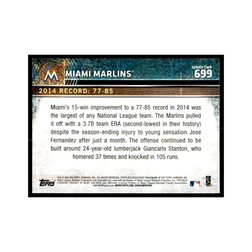 Miami Marlins 2015 Topps #699 Baseball Cards Baseball Card NM