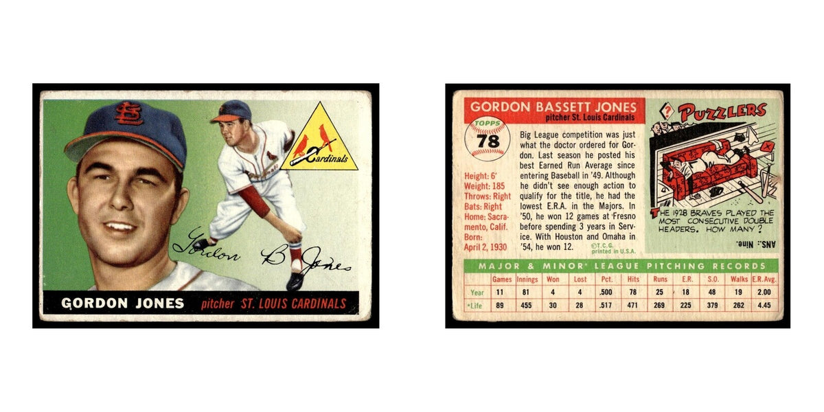 Gordon Jones 1955 Topps #78 St. Louis Cardinals Baseball Card VG