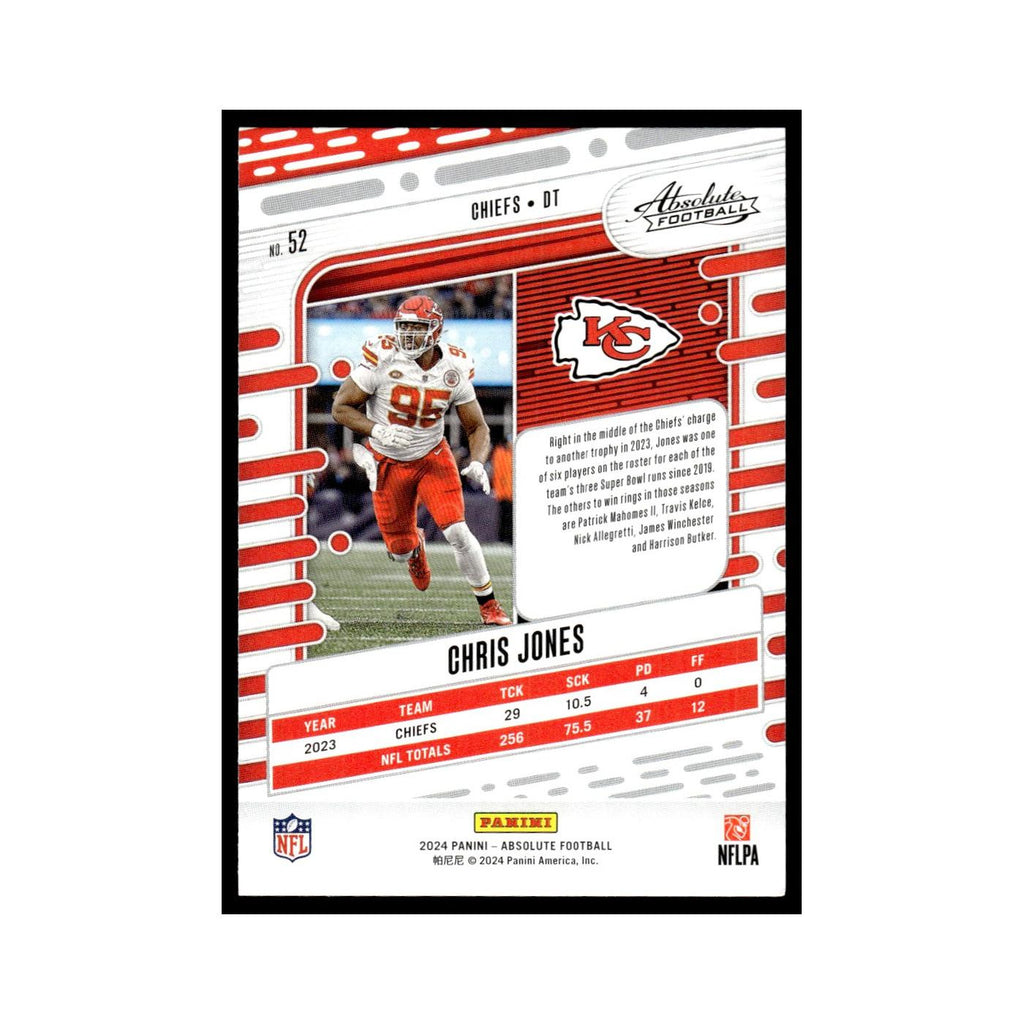 Chris Jones 2024 Panini Absolute #52 Kansas City Chiefs Football Card NM