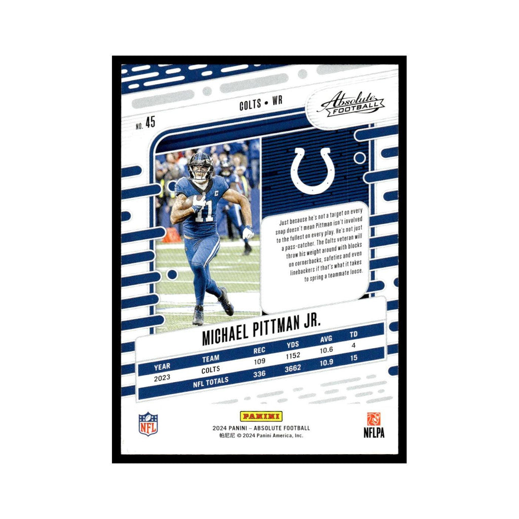 Michael Pittman Jr. 2024 Panini Absolute #45 Indianapolis Colts Football Card NM