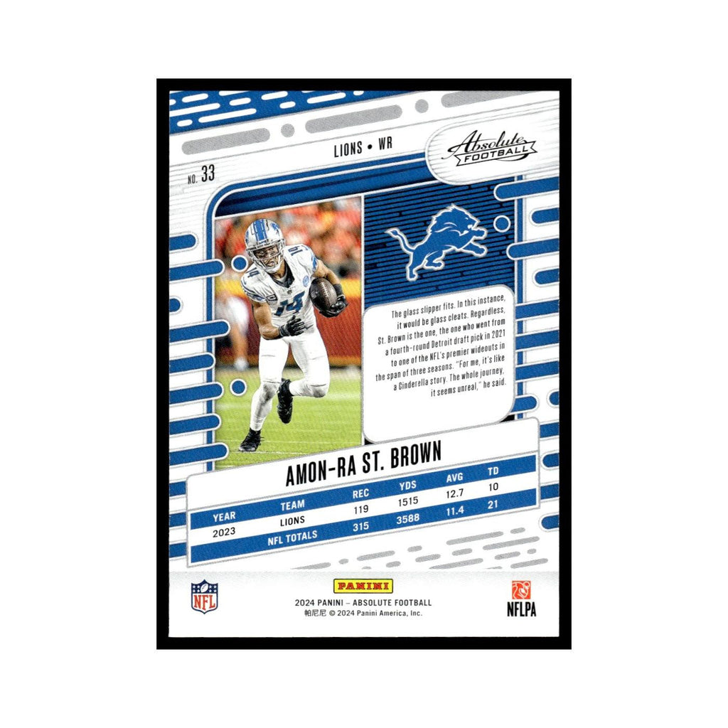 Amon-Ra St. Brown 2024 Panini Absolute #33 Detroit Lions Football Card NM