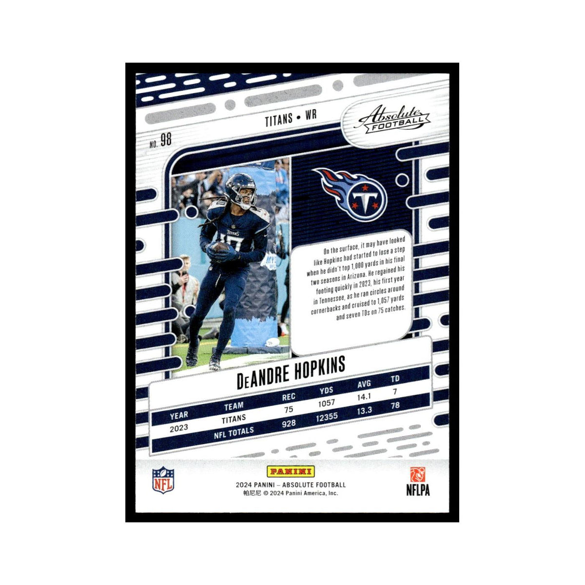 DeAndre Hopkins 2024 Panini Absolute #98 Tennessee Titans Football Card NM