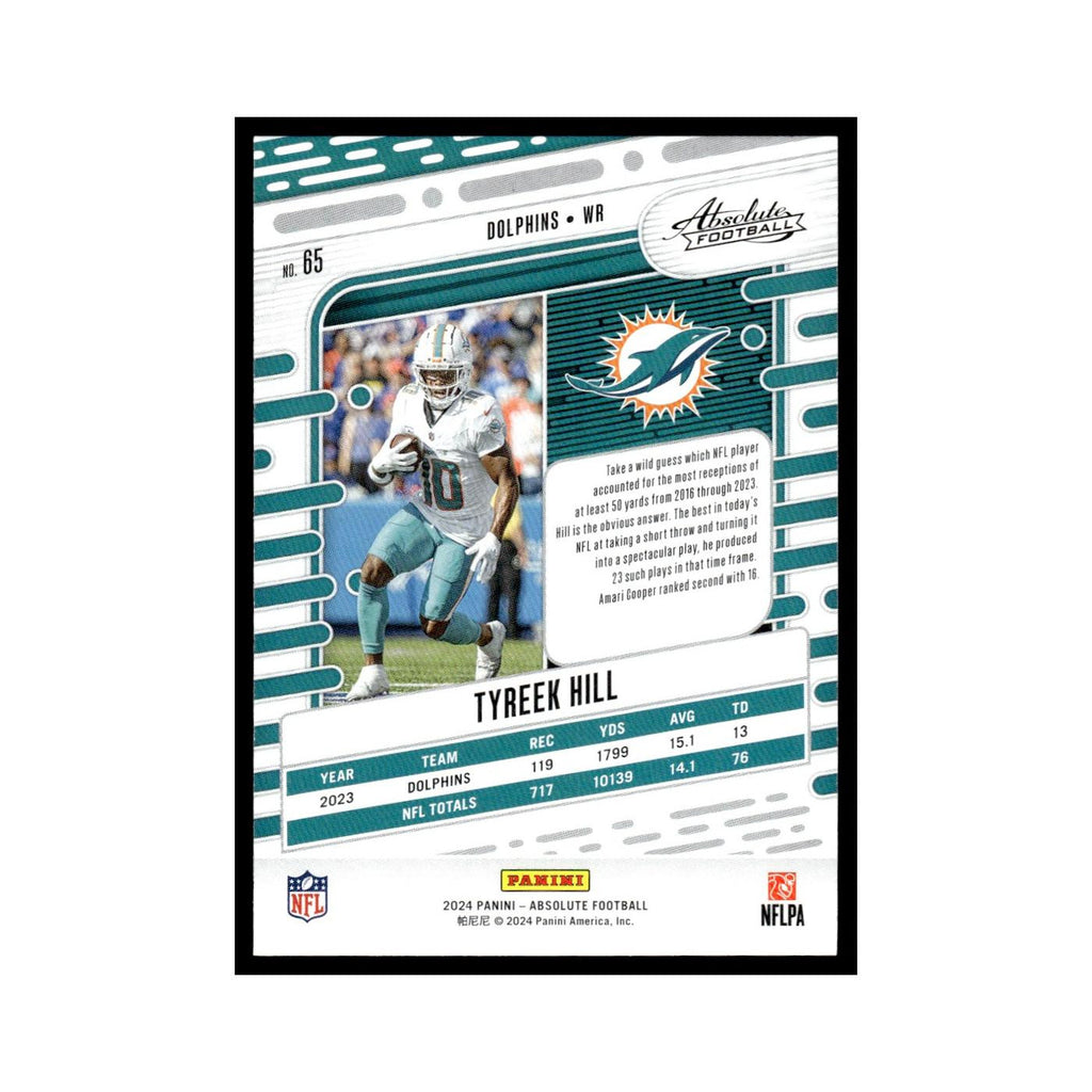 Tyreek Hill 2024 Panini Absolute #65 Miami Dolphins Football Card NM