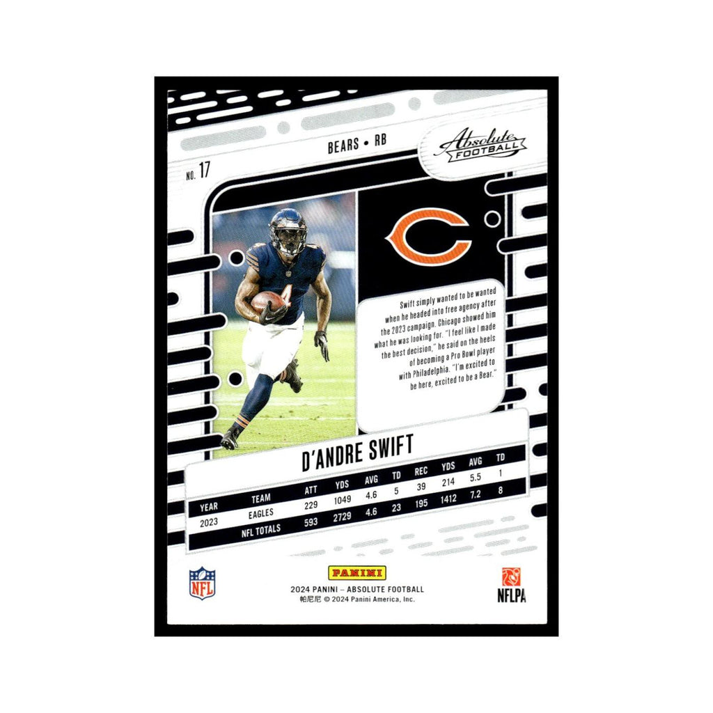 D'Andre Swift 2024 Panini Absolute #17 Chicago Bears Football Card NM