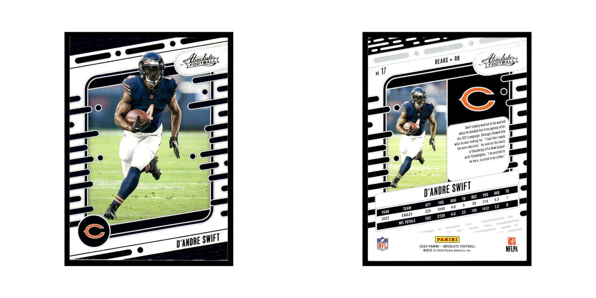 D'Andre Swift 2024 Panini Absolute #17 Chicago Bears Football Card NM