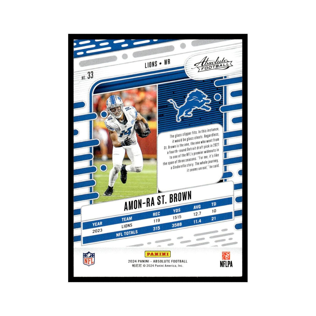 Amon-Ra St. Brown 2024 Panini Absolute #33 Detroit Lions Football Card NM