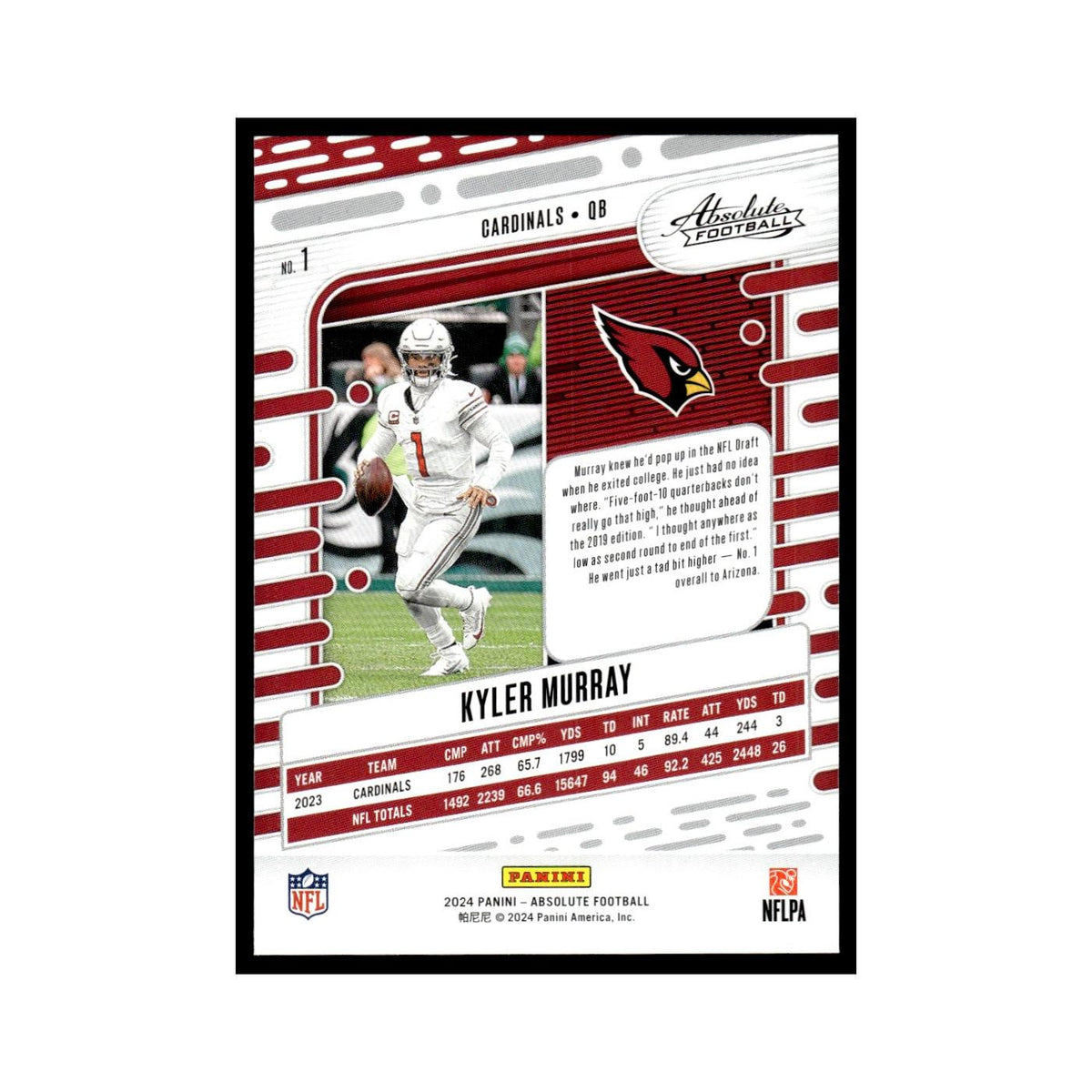Kyler Murray 2024 Panini Absolute #1 Arizona Cardinals Football Card NM