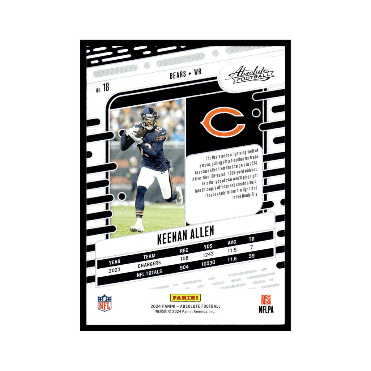 Keenan Allen 2024 Panini Absolute #18 Chicago Bears Football Card NM