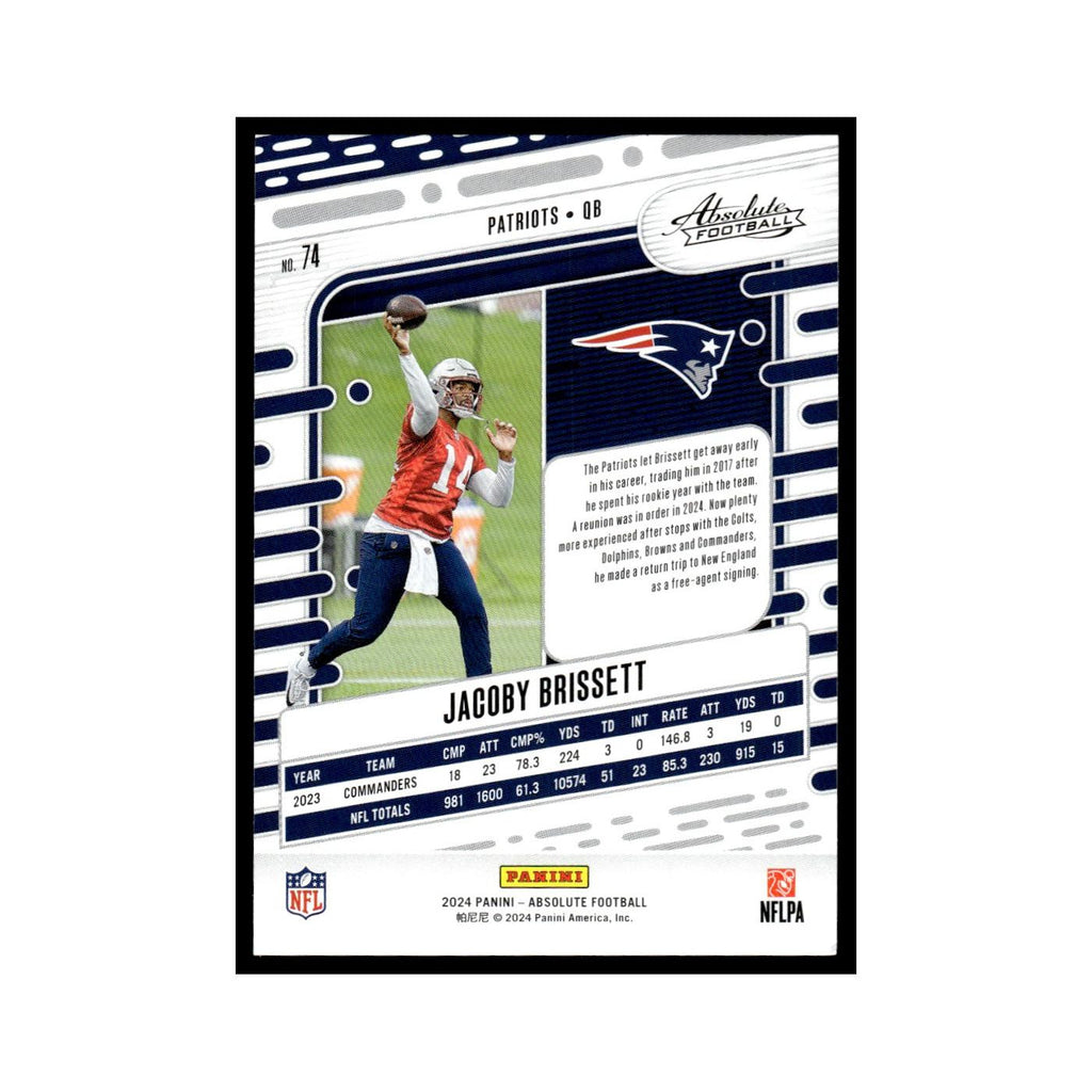 Jacoby Brissett 2024 Panini Absolute #74 New England Patriots Football Card NM