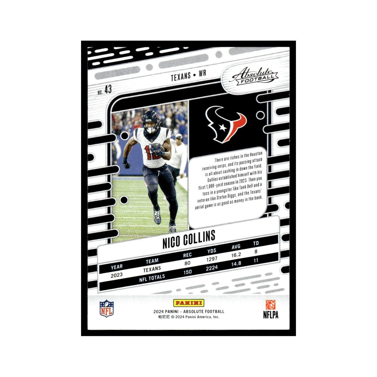 Nico Collins 2024 Panini Absolute #43 Houston Texans Football Card NM