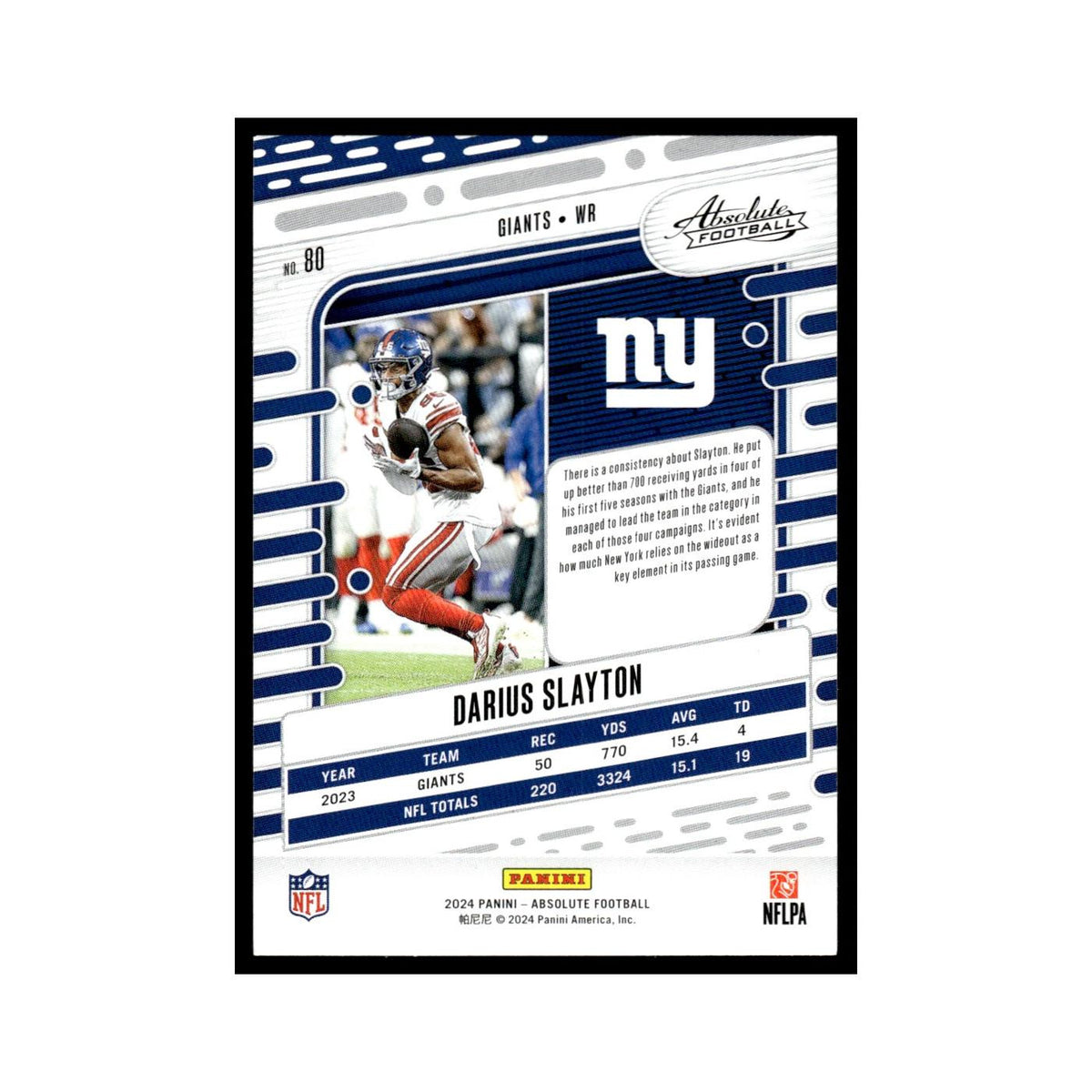 Darius Slayton 2024 Panini Absolute #80 New York Giants Football Card NM