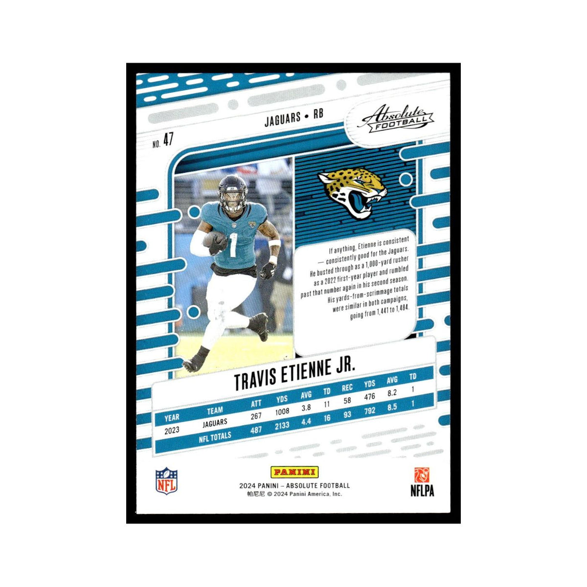 Travis Etienne Jr. 2024 Panini Absolute #47 Jacksonville Jaguars NM