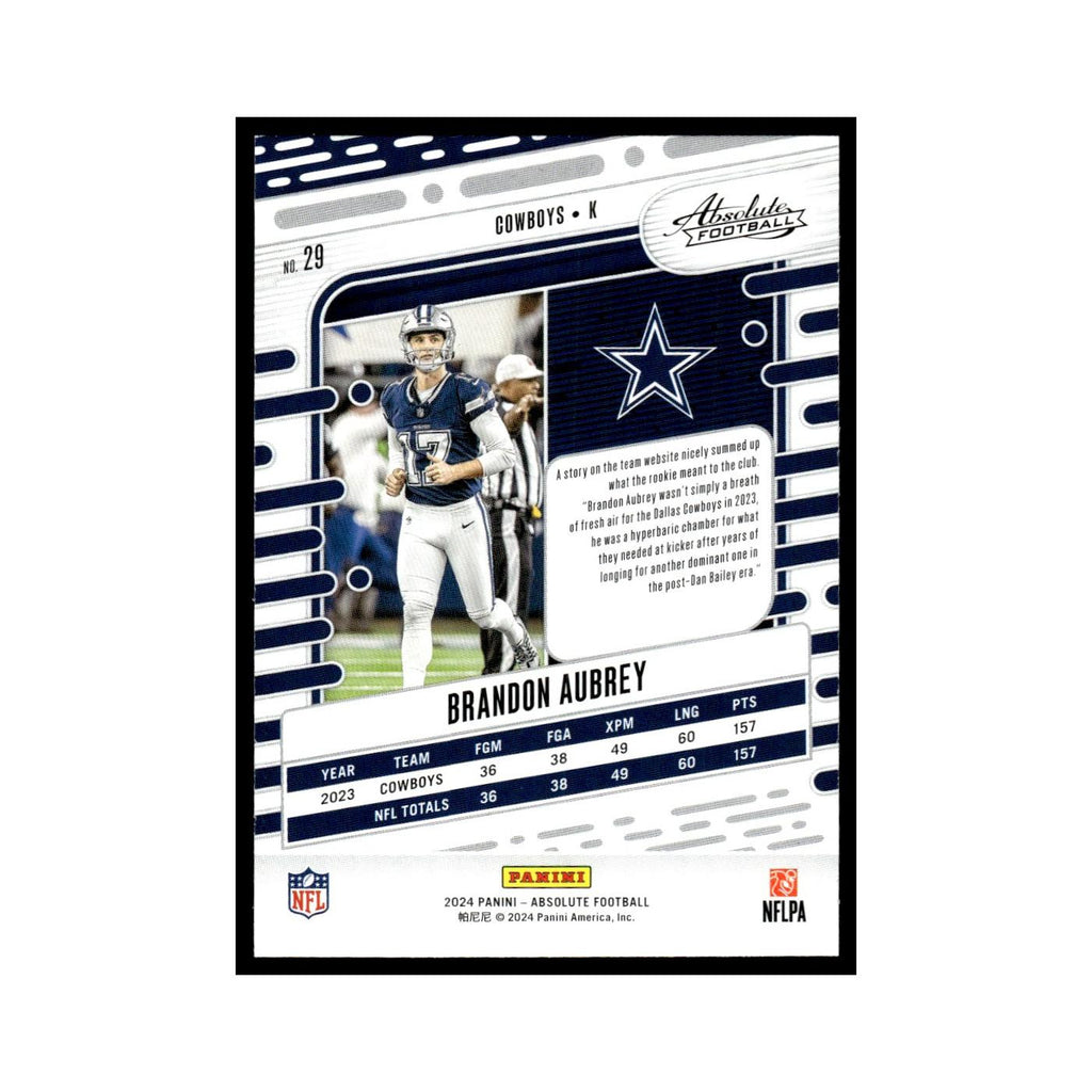 Brandon Aubrey 2024 Panini Absolute #29 Dallas Cowboys Football Card NM