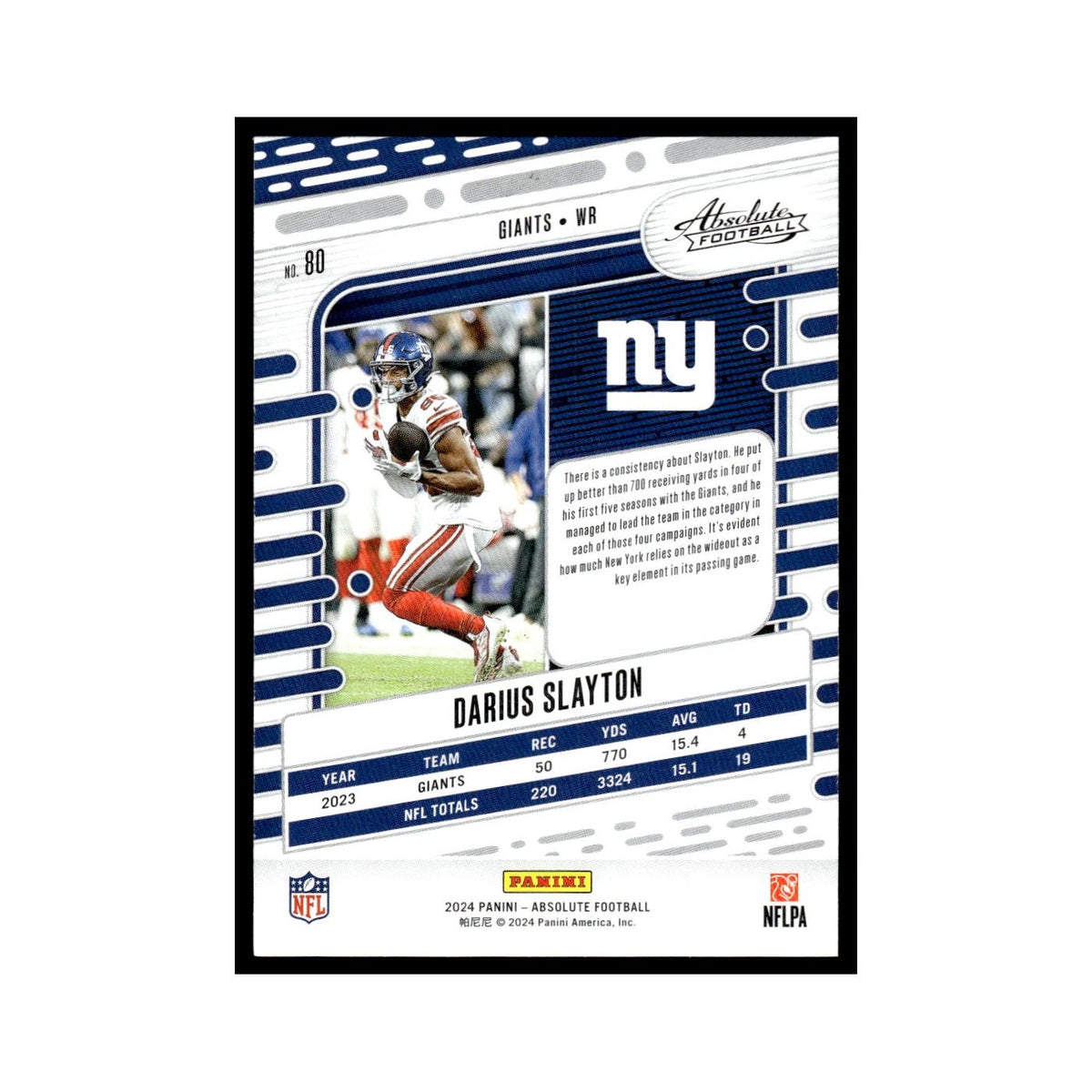 Darius Slayton 2024 Panini Absolute #80 New York Giants Football Card NM