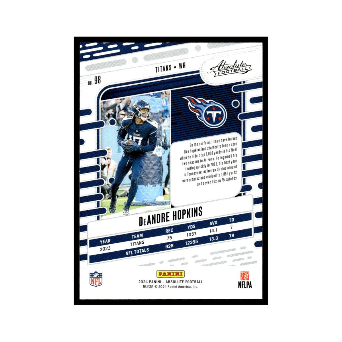 DeAndre Hopkins 2024 Panini Absolute #98 Tennessee Titans Football Card NM