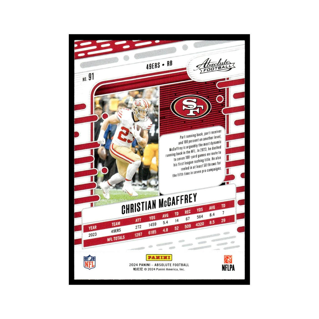 Christian McCaffrey 2024 Panini Absolute #91 San Francisco 49ers NM