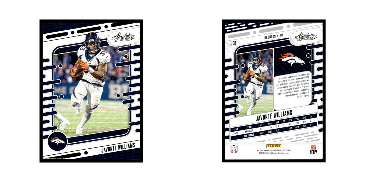 Javonte Williams 2024 Panini Absolute #31 Denver Broncos Football Card NM