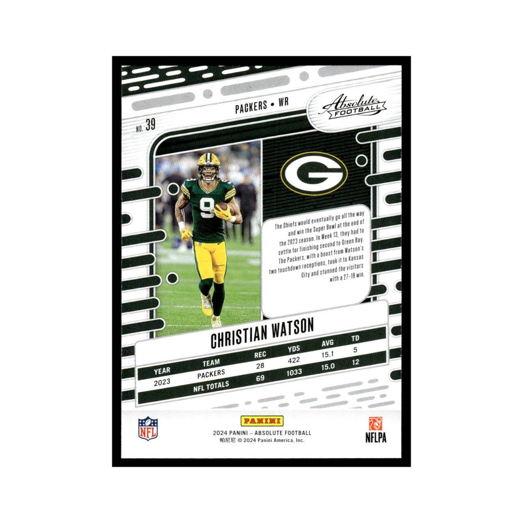 Christian Watson 2024 Panini Absolute #39 Green Bay Packers Football Card NM