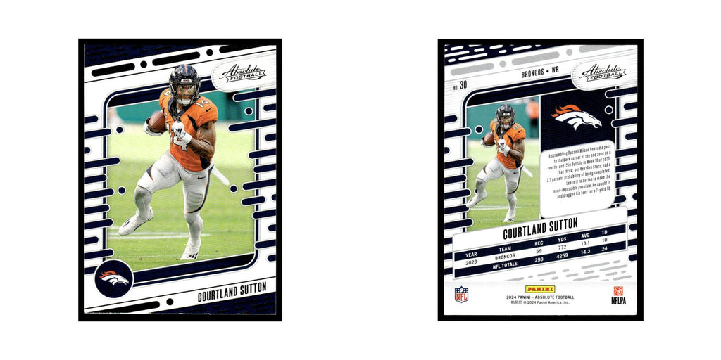 Courtland Sutton 2024 Panini Absolute #30 Denver Broncos Football Card NM