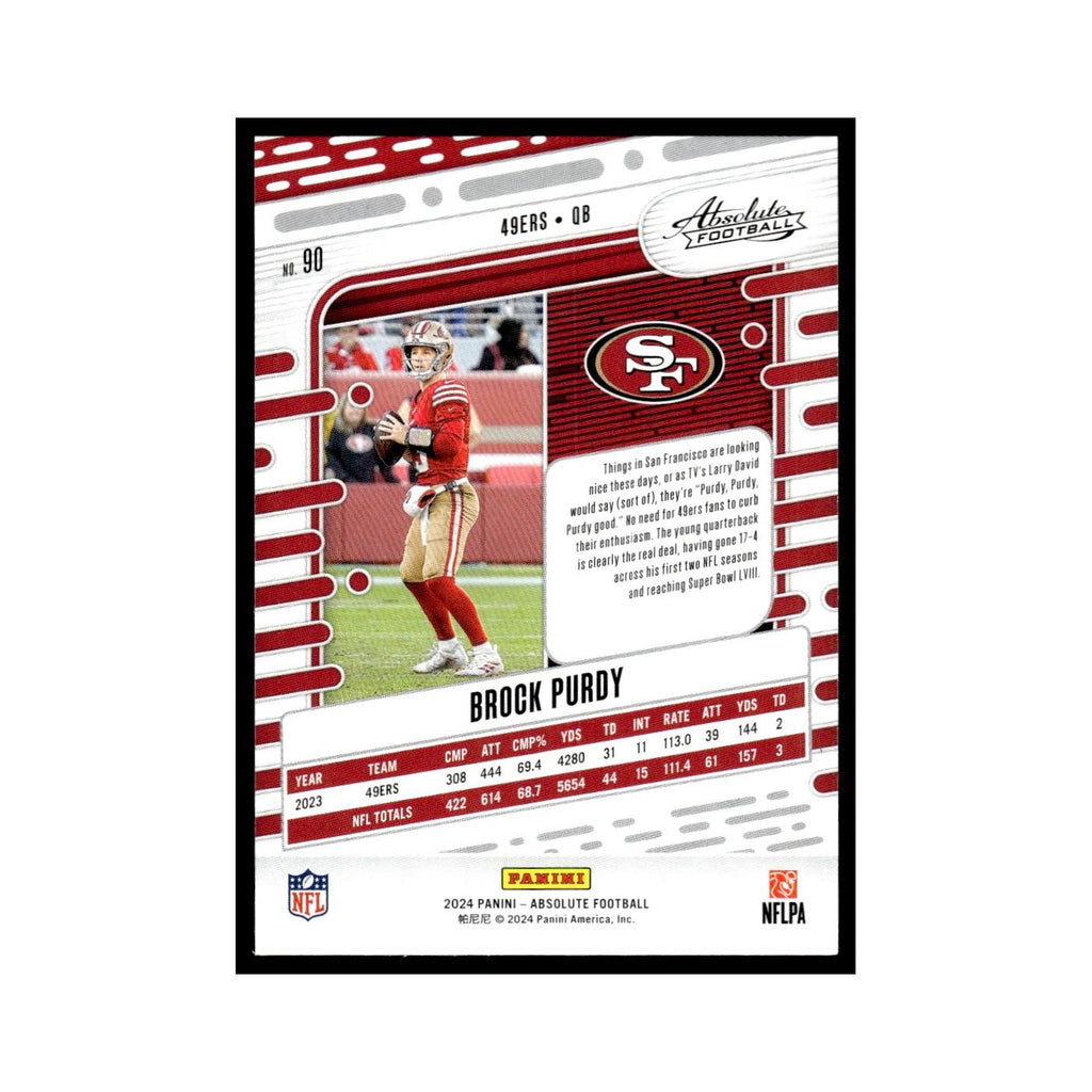 Brock Purdy 2024 Panini Absolute #90 San Francisco 49ers Football Card NM