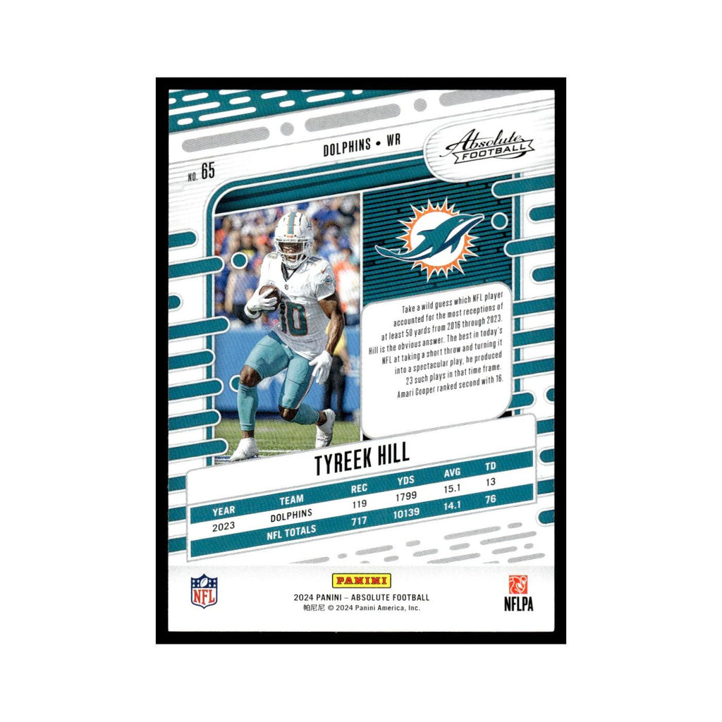 Tyreek Hill 2024 Panini Absolute #65 Miami Dolphins Football Card NM