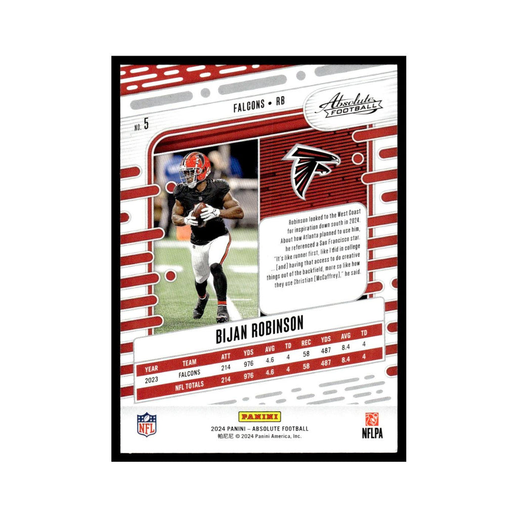 Bijan Robinson 2024 Panini Absolute #5 Atlanta Falcons Football Card NM