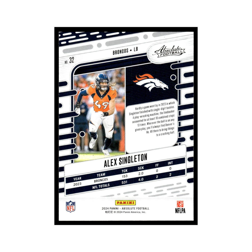 Alex Singleton 2024 Panini Absolute #32 Denver Broncos Football Card NM