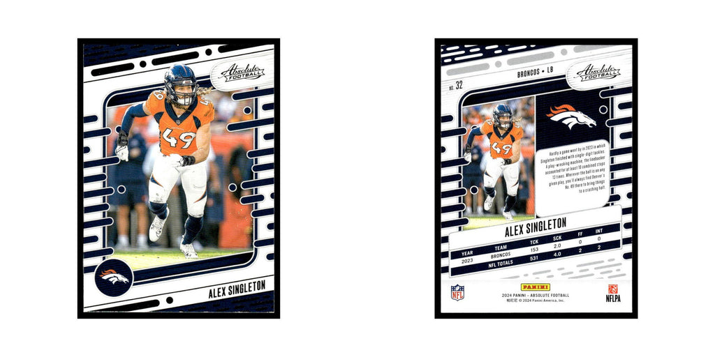 Alex Singleton 2024 Panini Absolute #32 Denver Broncos Football Card NM