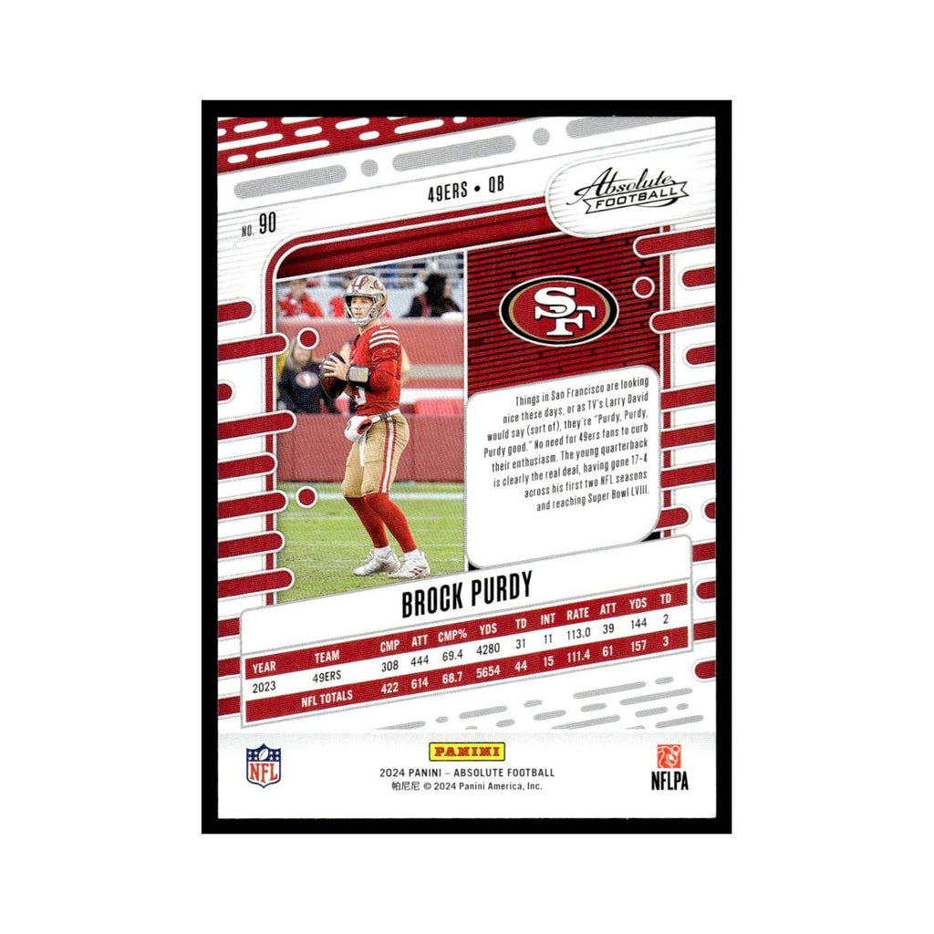 Brock Purdy 2024 Panini Absolute #90 San Francisco 49ers Football Card NM