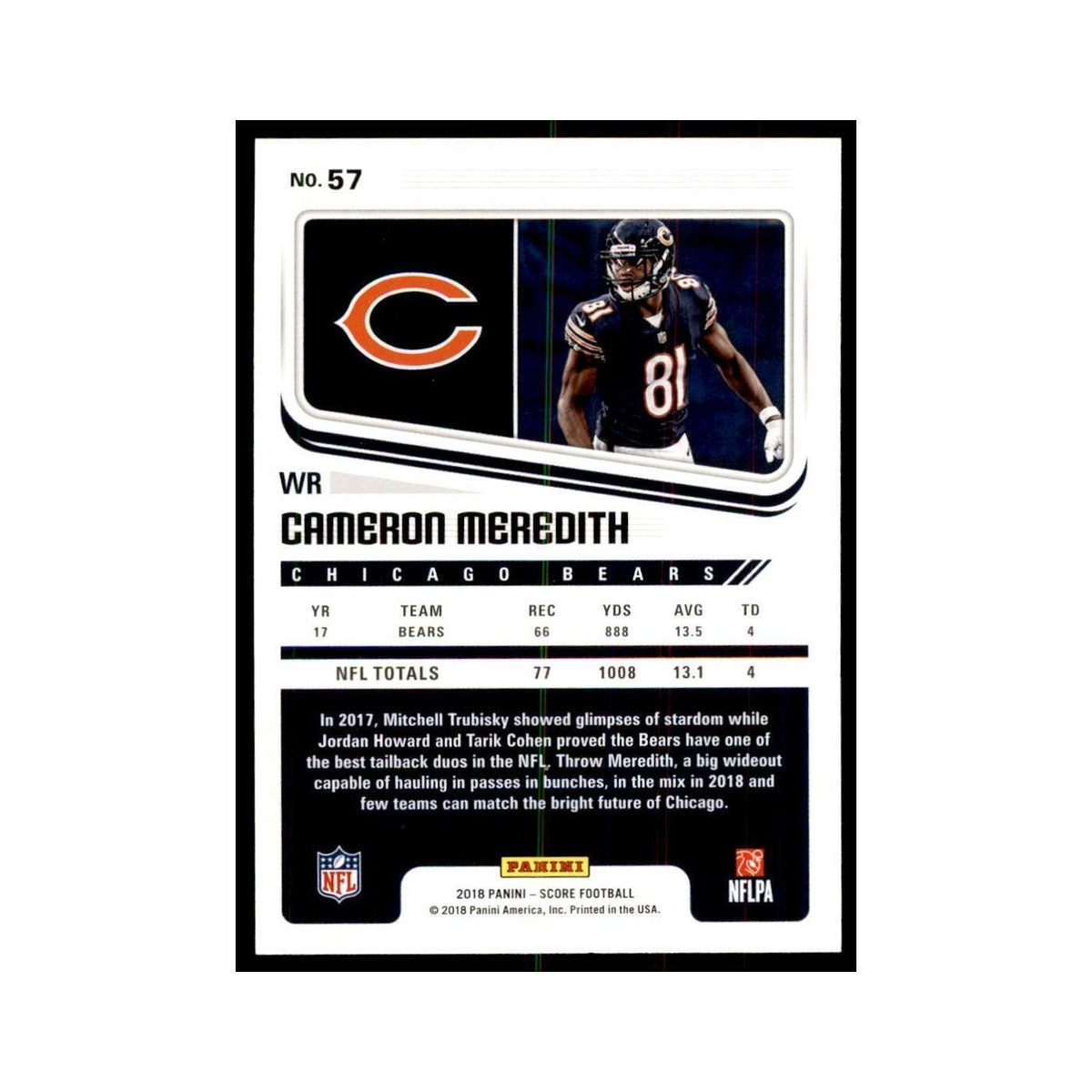 Cameron Meredith 2018 Score #57 Football Cards Football Card NM