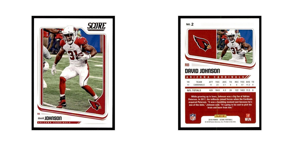 David Johnson 2018 Score #2 Football Cards Football Card NM