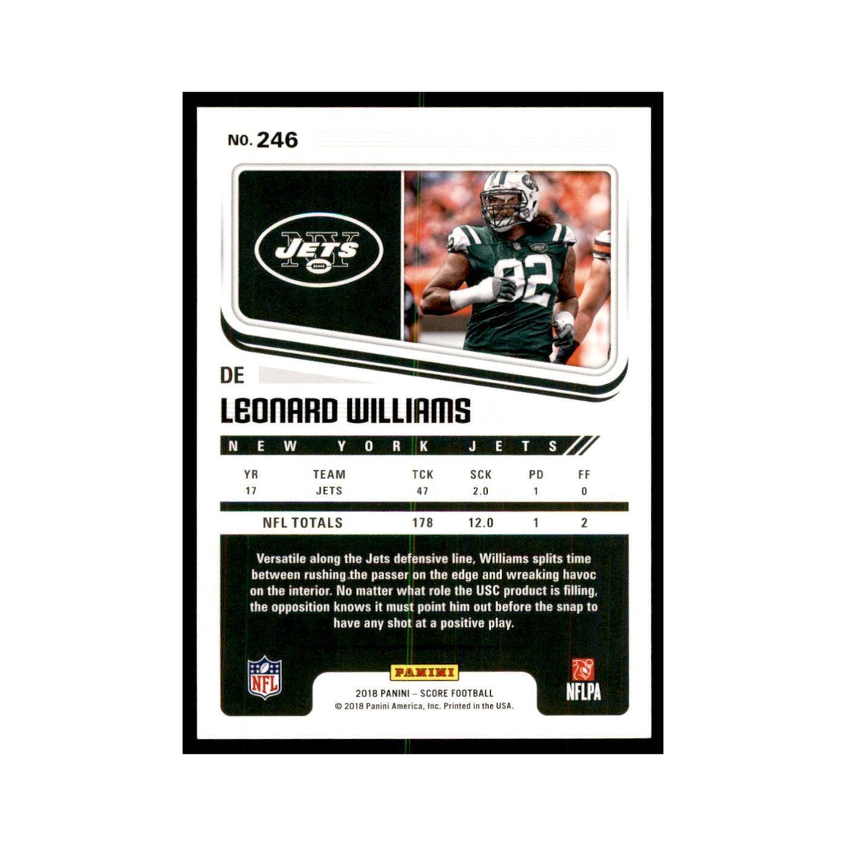 Leonard Williams 2018 Score #246 Football Cards Football Card NM