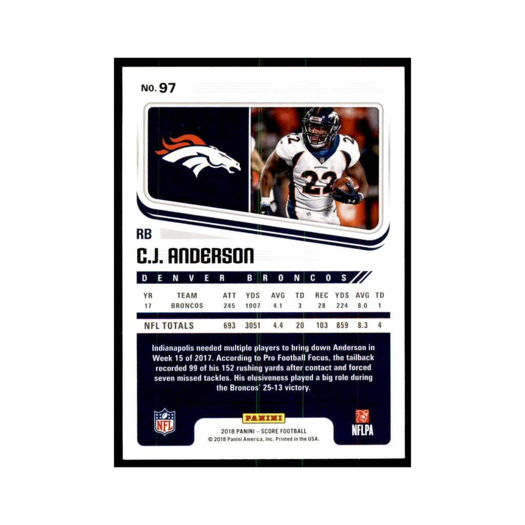 C.J. Anderson 2018 Score #97 Football Cards Football Card NM