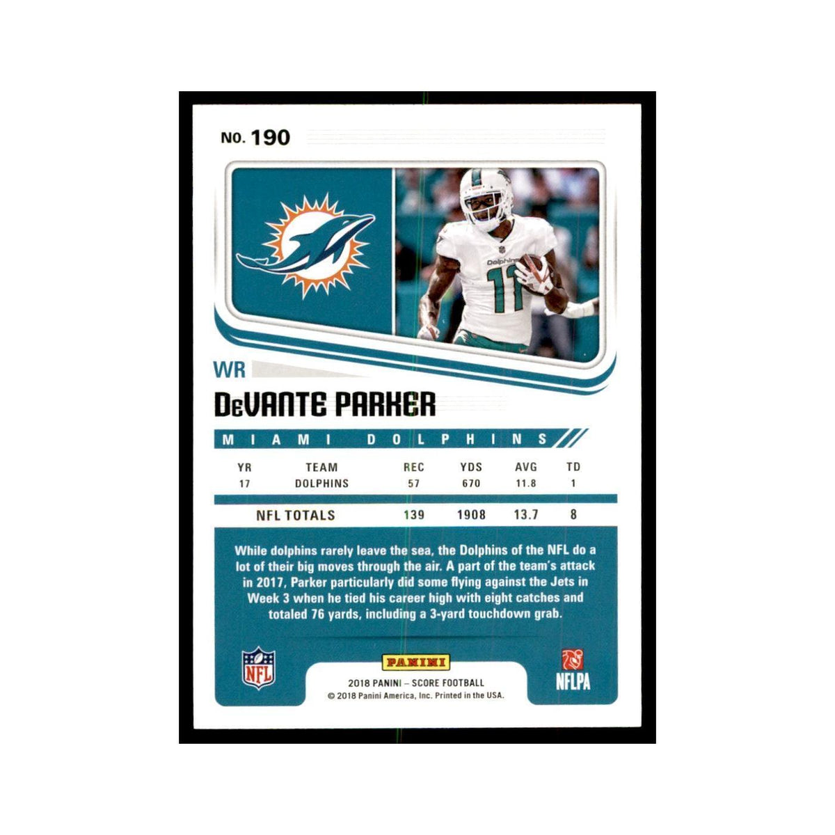 DeVante Parker 2018 Score #190 Football Cards Football Card NM