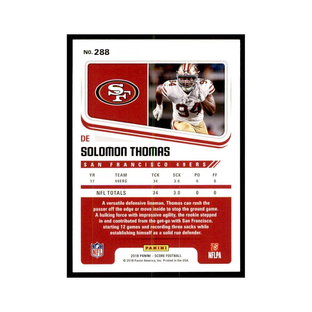 Solomon Thomas 2018 Score #288 Football Cards Football Card NM