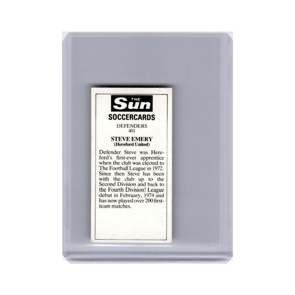 Steve Emery 1978 The Sun Soccercards #401.0 Baseball Card VG